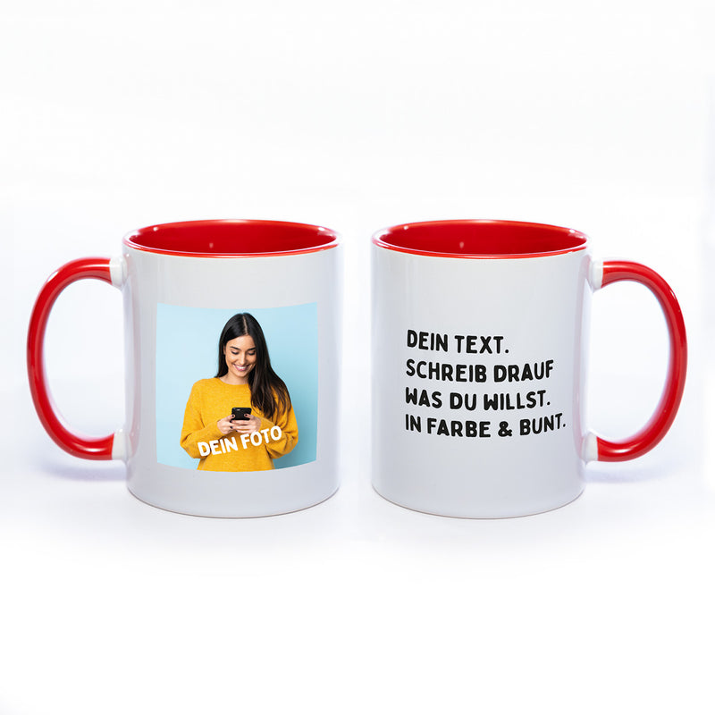 Personalisierte Fototasse – Gestalte Deine eigene Keramiktasse mit Foto und Text – Spülmaschinenfester Sublimationsdruck