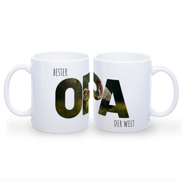 Tasse "Bester Opa der Welt" mit eigenen Fotos | Garantiert spülmaschinenfest