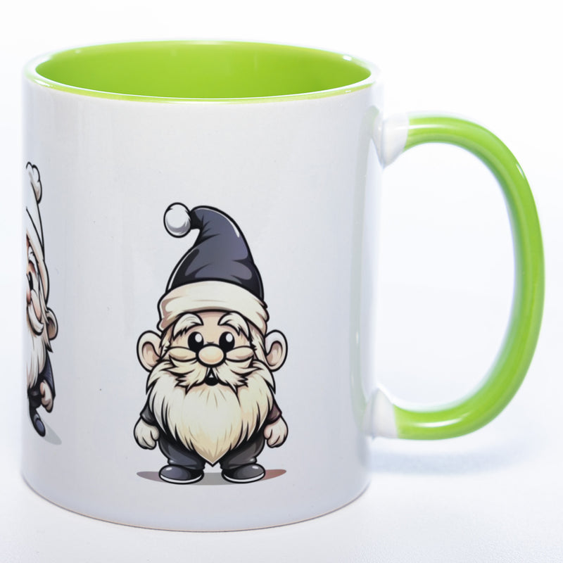 süßes Wichtelgeschenk, tolle Geschenkidee: Kaffeetasse mit Weihnachts Wichteln in der Farbe grün