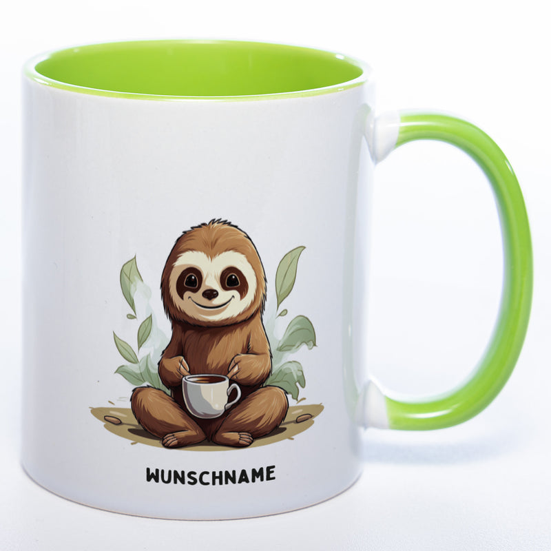 Motiv-Tasse  Yogafaultier mit Wunschnamen - Teetasse StickyWorld Exclusive - spülmaschinenfest