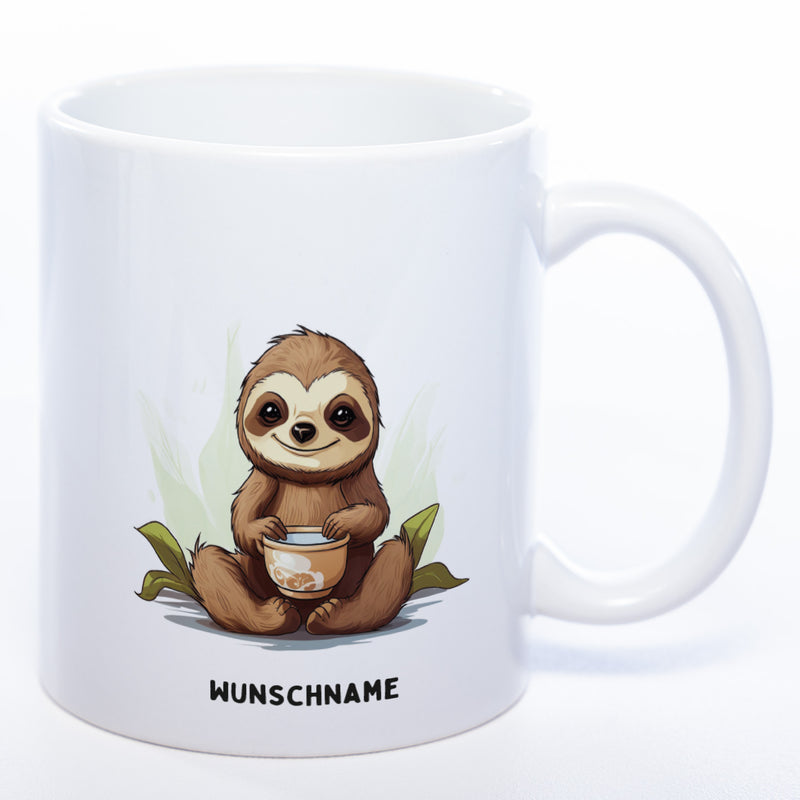 Motiv-Tasse  Yogafaultier 2 mit Wunschnamen - Teetasse StickyWorld Exclusive spülmaschinenfest