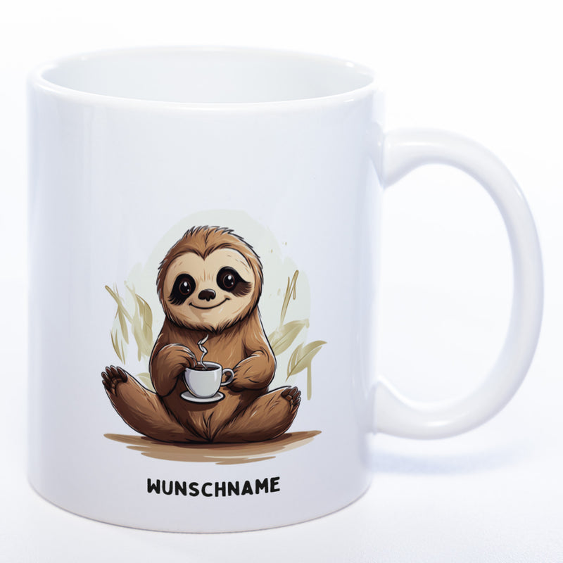 Motiv-Tasse  Yogafaultier 3 mit Wunschnamen - Teetasse StickyWorld Exclusive spülmaschinenfest
