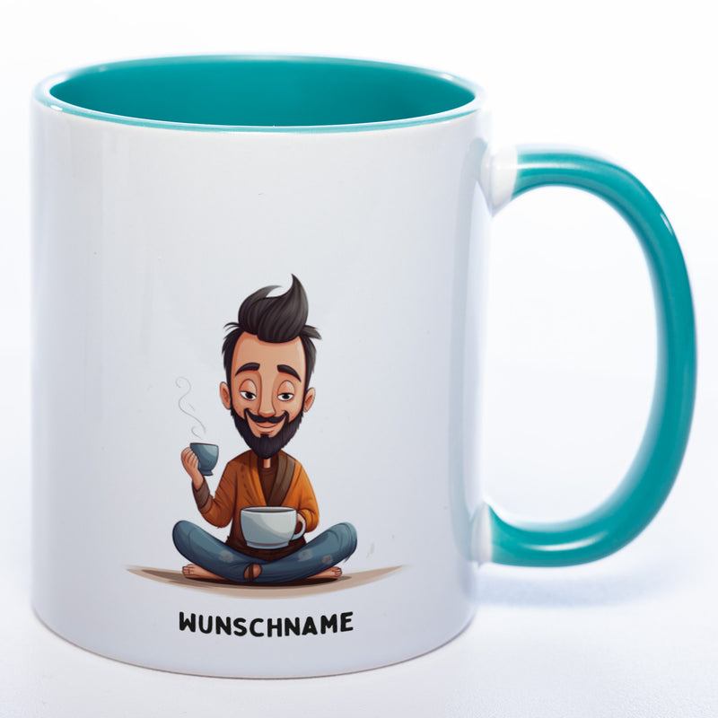 Motiv-Tasse Yoga Balance-Buddie mit Wunschnamen - Teetasse StickyWorld Exclusive spülmaschinenfest