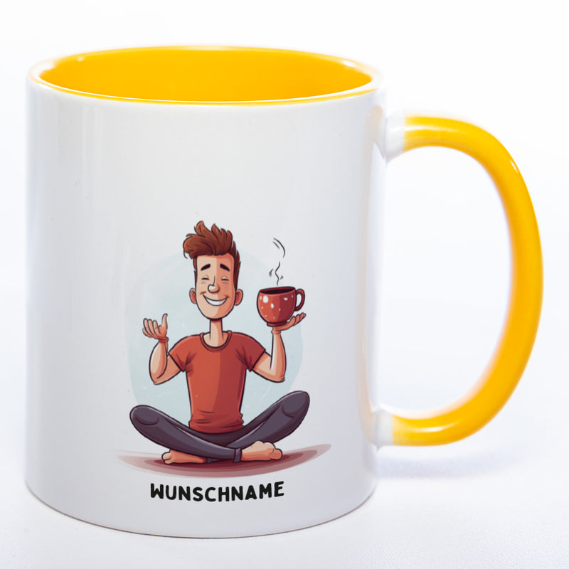 Motiv-Tasse Yoga Tee-Meditator  mit Wunschnamen - Teetasse StickyWorld Exclusive spüülmaschinenfest