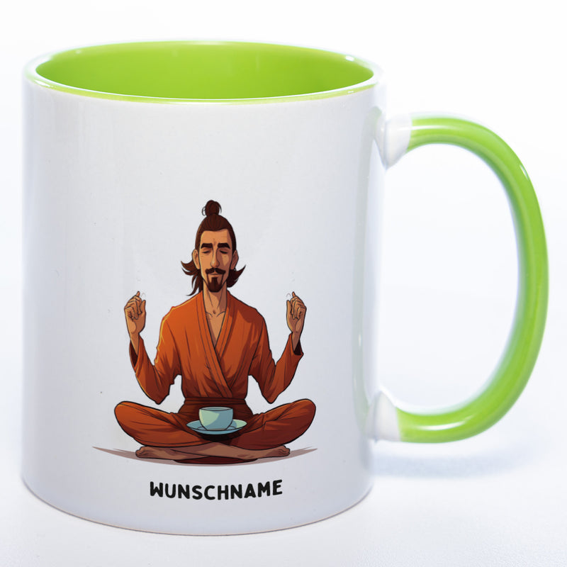 Motiv-Tasse  Yogamann  mit Wunschnamen - Teetasse StickyWorld Exclusive spülmaschinenfest