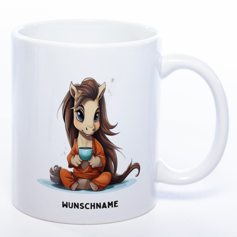 Motiv-Tasse  Yogapferd  mit Wunschnamen- Teetasse StickyWorld Exclusive spülmaschinenfest