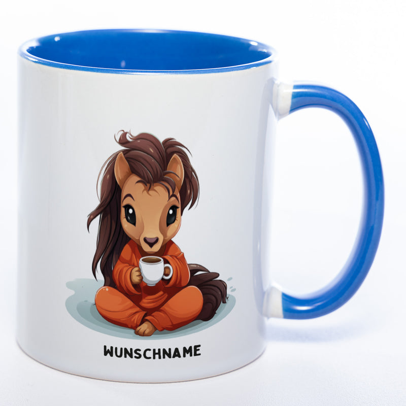 Motiv-Tasse  Yogapferd 2  mit Wunschnamen - Teetasse StickyWorld Exclusive spülmaschinenfest