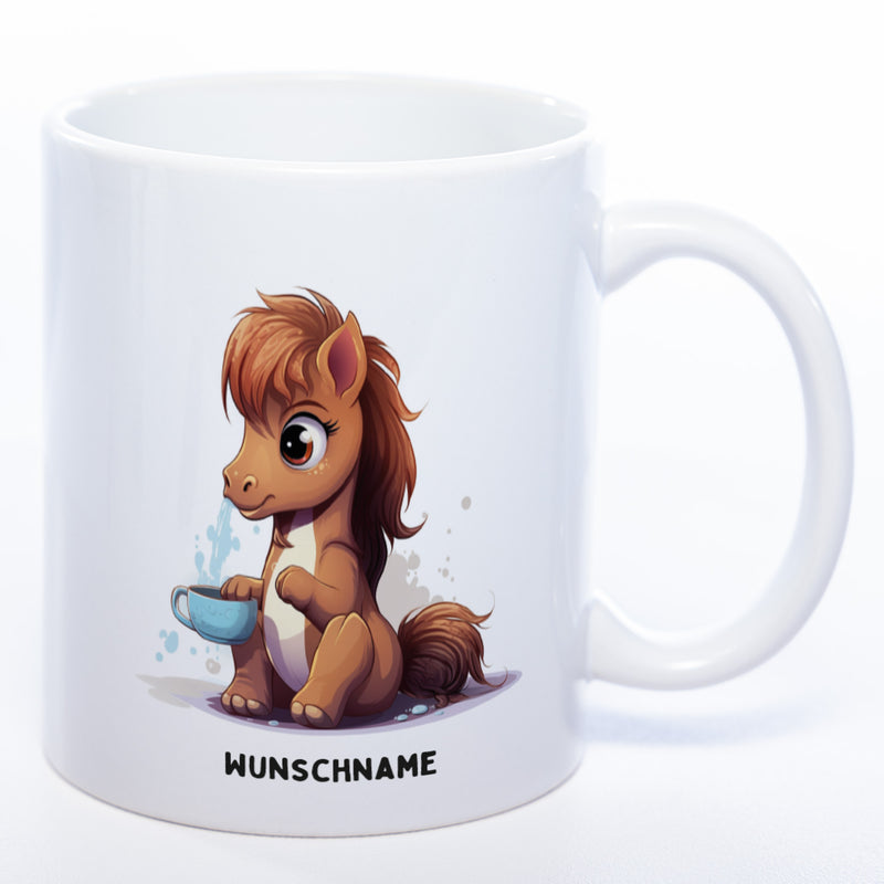 Motiv-Tasse  Yogapferd 3  mit Wunschnamen - Teetasse StickyWorld Exclusive spülmaschinenfest