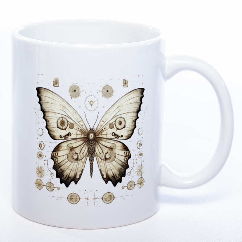 Tasse mit kunstvollem Schmetterling - Kaffeetasse spülmaschinenfest
