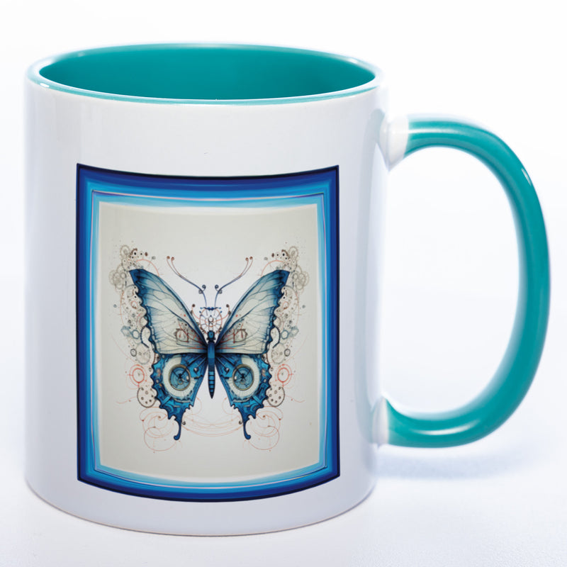 Tasse mit kunstvollem Schmetterling 4 - Kaffeetasse spülmaschinenfest
