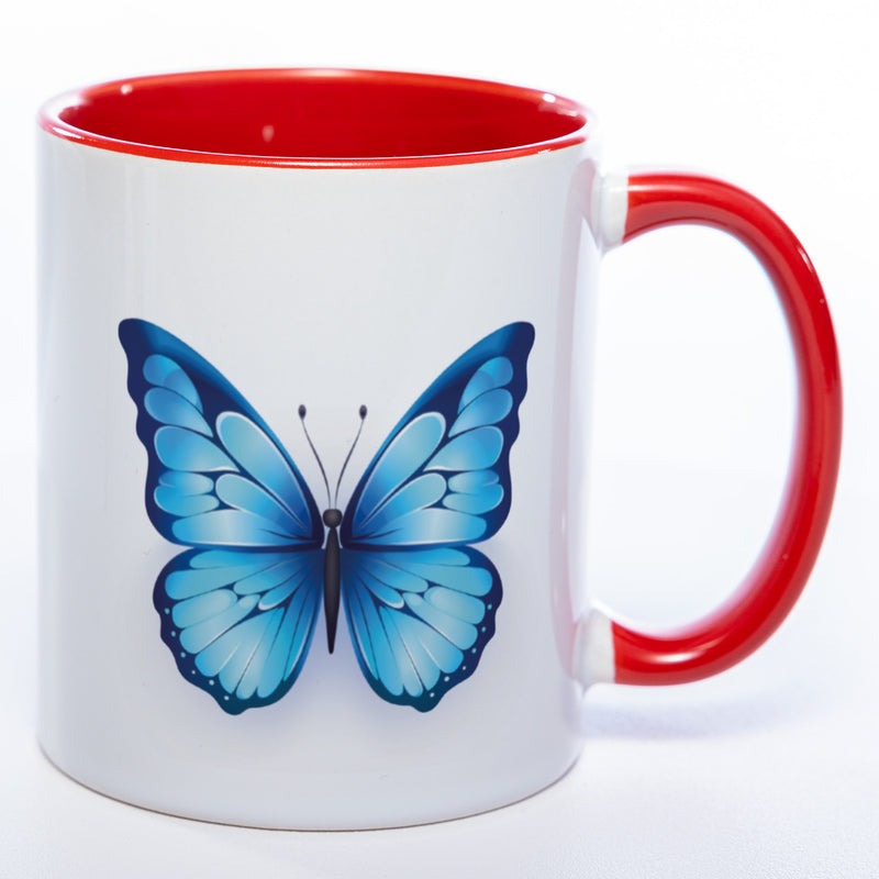 Spülmaschinenfeste Tasse mit blauem Schmetterling Motiv 2 - Kaffeetasse