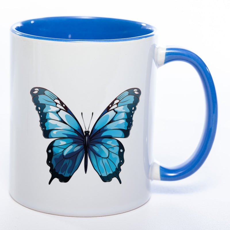 Spülmaschinenfeste Tasse mit blauem Schmetterling Motiv 3 - Kaffeetasse