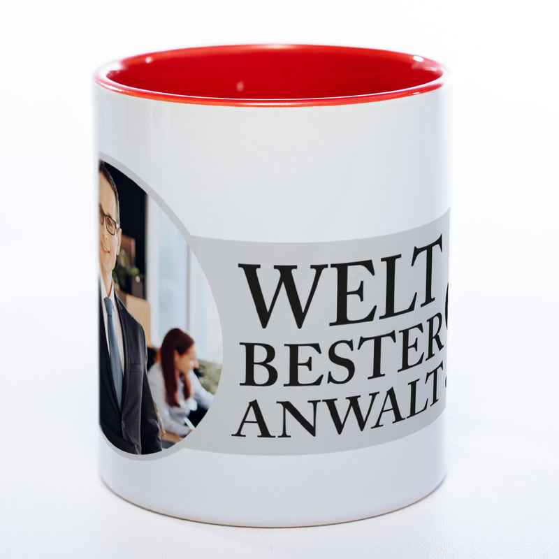 Tasse "Weltbester Anwalt" mit Foto (HD Druck) | Jetzt selbst gestalten! spülmaschinenfest