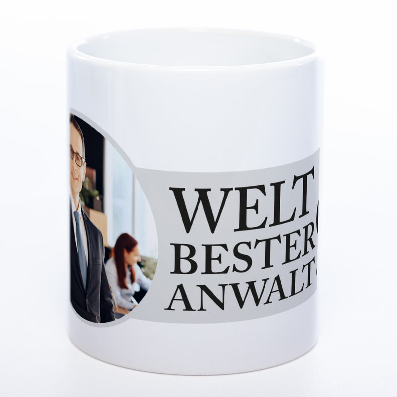 Tasse "Weltbester Anwalt" mit Foto (HD Druck) | Jetzt selbst gestalten! spülmaschinenfest