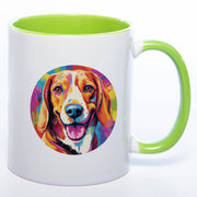 Hundetasse Beagle 2 mit Wunschname in grün