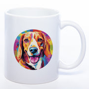 Hundetasse Beagle 2 mit Wunschname in weiß