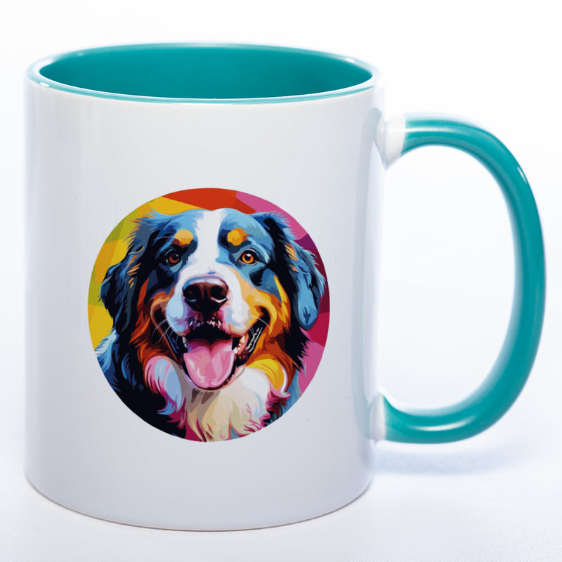 Hundetasse Bernersennenhund 2 mit Wunschname in petrol