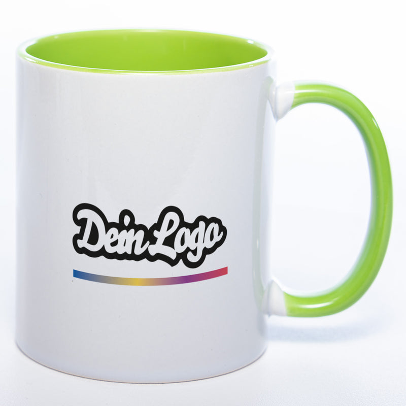 Spülmaschinenfeste Tasse mit Firmenlogo (beidseitig) | Jetzt selbst gestalten!