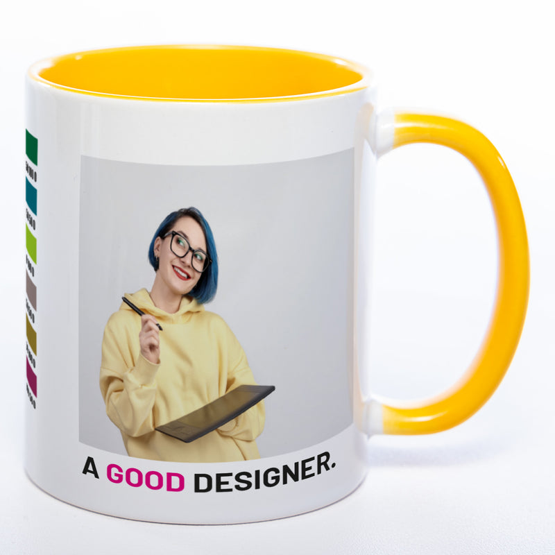 Spülmaschinenfeste Tasse "A Good Designer" mit Foto (HD Druck) | Jetzt selbst gestalten!