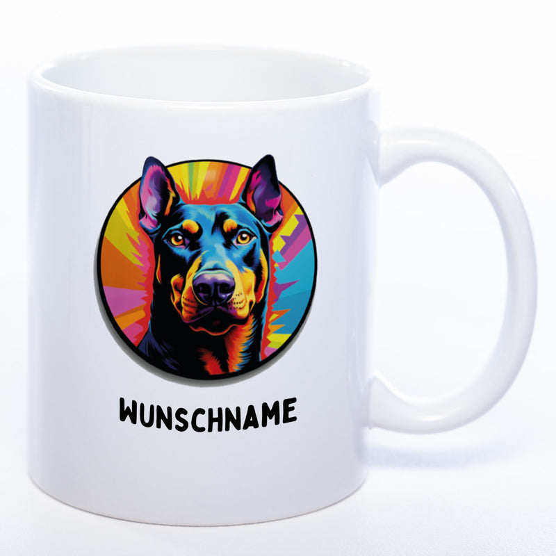 Mug Art Tasse mit Dobermann wahlweise mit NAME - Kaffeetasse StickyWorld Exclusive