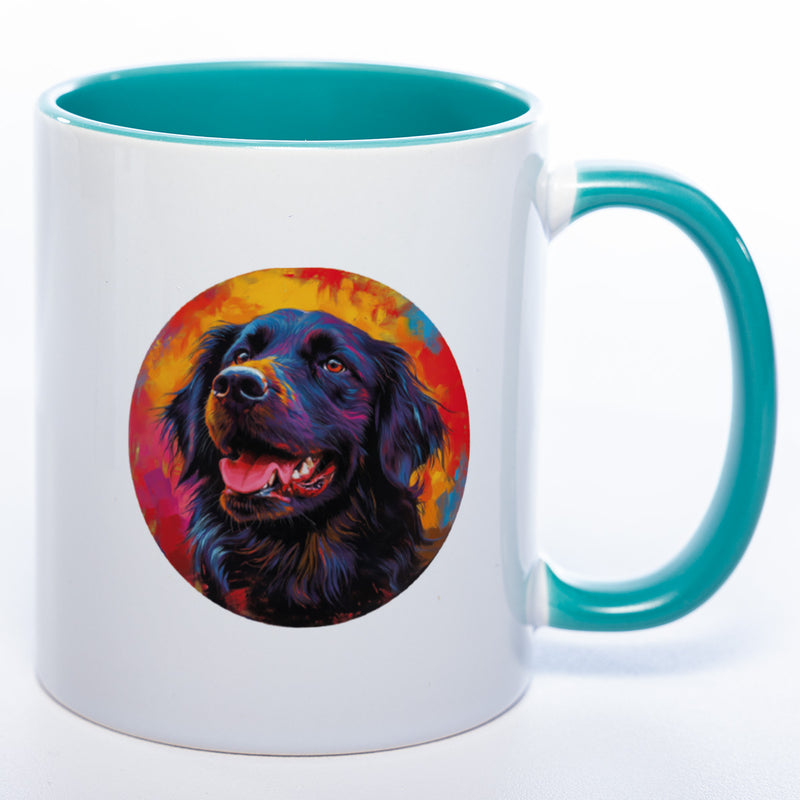 Mug Art Tasse mit Flat coated Retriever & wahlweise mit NAMEN  - Kaffeetasse StickyWorld Exclusive