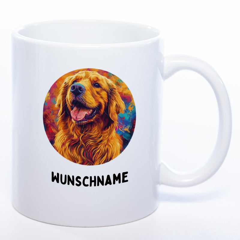 Mug Art Tasse mit Golden Retriever Motiv 4 & wahlweise mit NAME - Kaffeetasse StickyWorld Exclusive