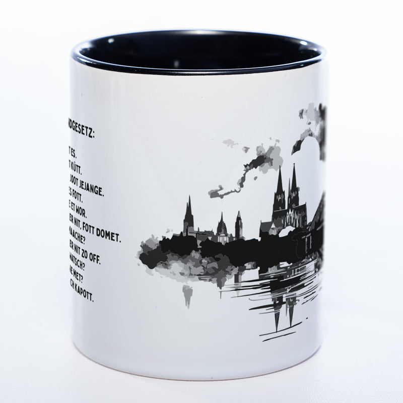Motiv-Tasse Skyline KÖLN mit kölschem Grundgesetz spülmaschinenfest