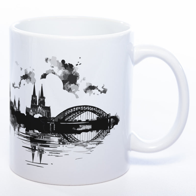 Motiv-Tasse Skyline KÖLN mit kölschem Grundgesetz spülmaschinenfest