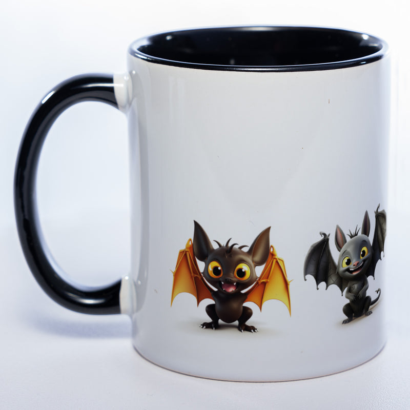 Motiv-Tasse mit süßen Fledermäusen - exclusive Kaffeetasse spülmaschinenfest