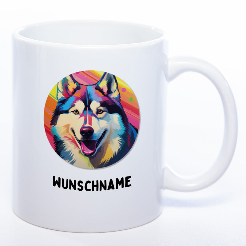 Mug Art Tasse mit Husky Motiv 3 wahlweise mit NAME - Kaffeetasse StickyWorld Exclusive