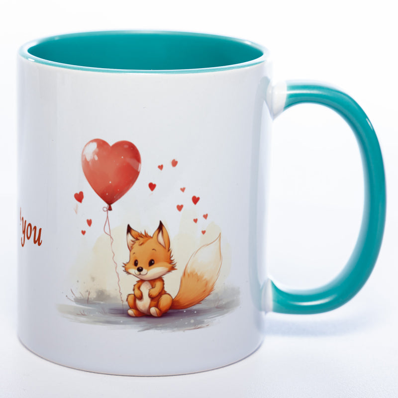 Spülmaschinenfeste Motiv-Tasse mit Spruch "I fox you" - süße Kaffeetasse in vielen Farben