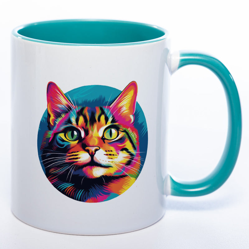 petrol Tasse mit Katze