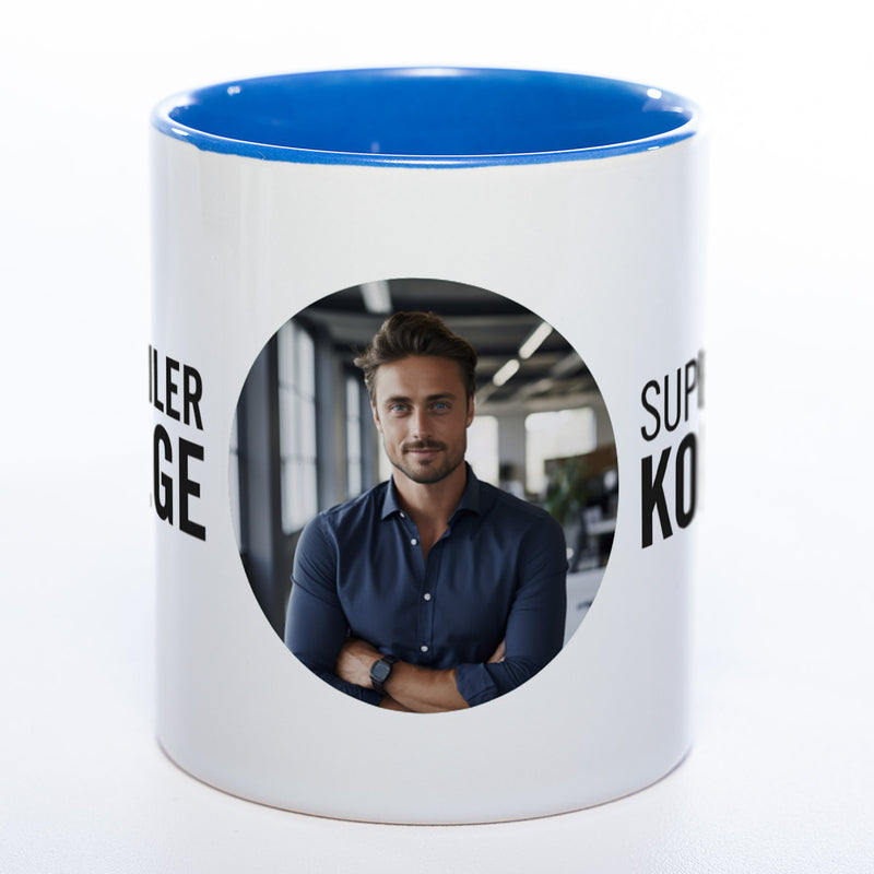 Spülmaschinenfeste Tasse "Supergeiler Kollege" mit Foto (HD Druck) | Jetzt selbst gestalten!