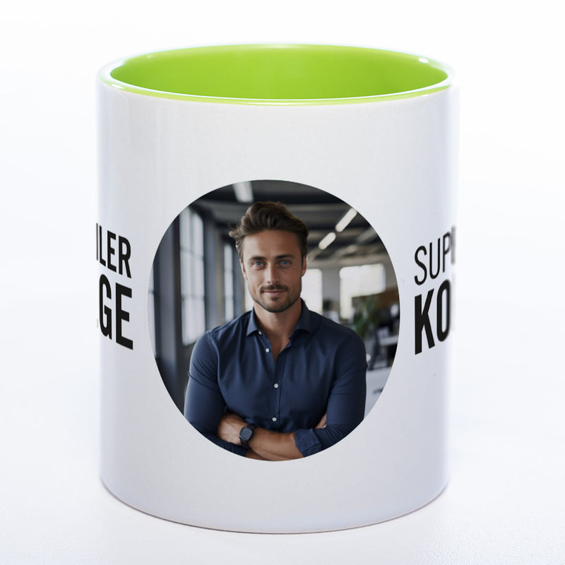 Spülmaschinenfeste Tasse "Supergeiler Kollege" mit Foto (HD Druck) | Jetzt selbst gestalten!