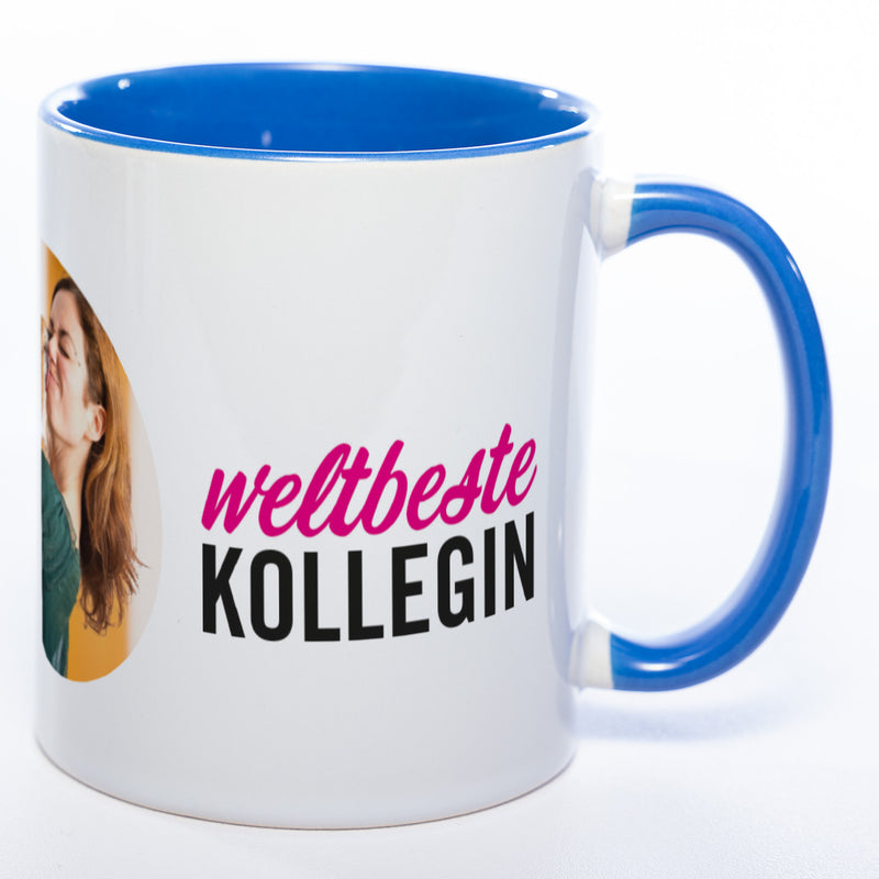Spülmaschinenfeste Tasse "Weltbeste Kollegin" mit Foto (HD Druck) | Jetzt selbst gestalten!