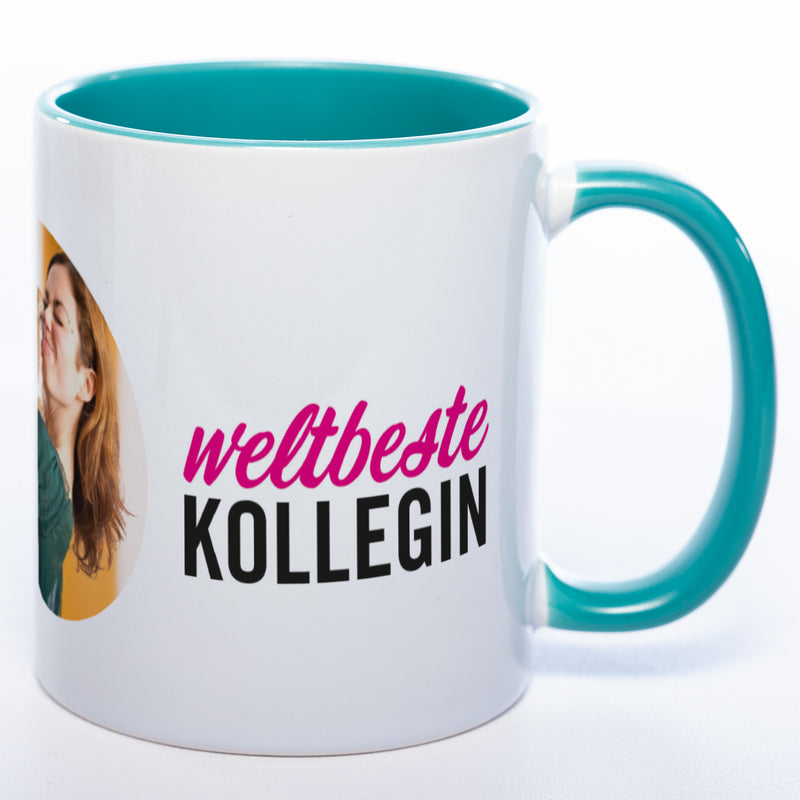 Spülmaschinenfeste Tasse "Weltbeste Kollegin" mit Foto (HD Druck) | Jetzt selbst gestalten!