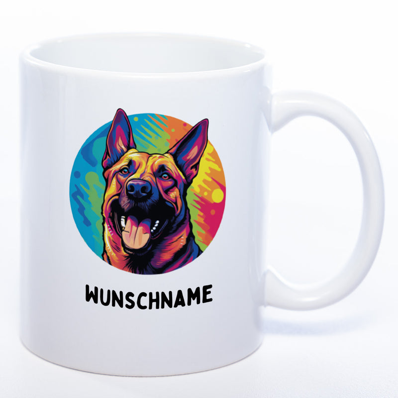 Mug Art Tasse mit Malinois Motiv 2 wahlweise mit NAME - Kaffeetasse StickyWorld Exclusive