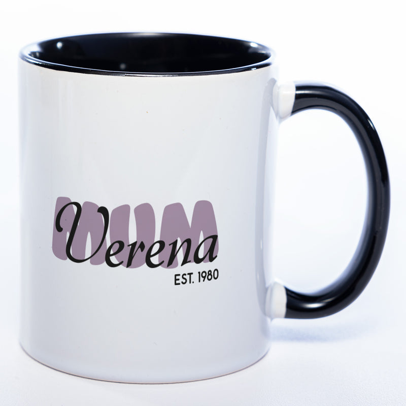 Tasse "MUM" mit Namen und Geburtsjahr - Tolle Geschenkidee zu Muttertag spülmaschinenfest