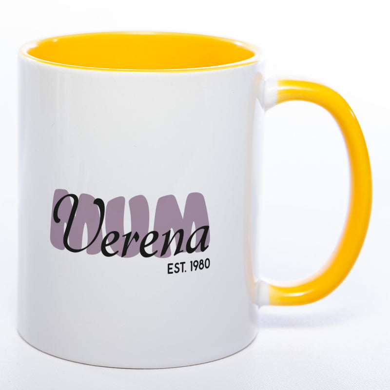 Tasse "MUM" mit Namen und Geburtsjahr - Tolle Geschenkidee zu Muttertag spülmaschinenfest