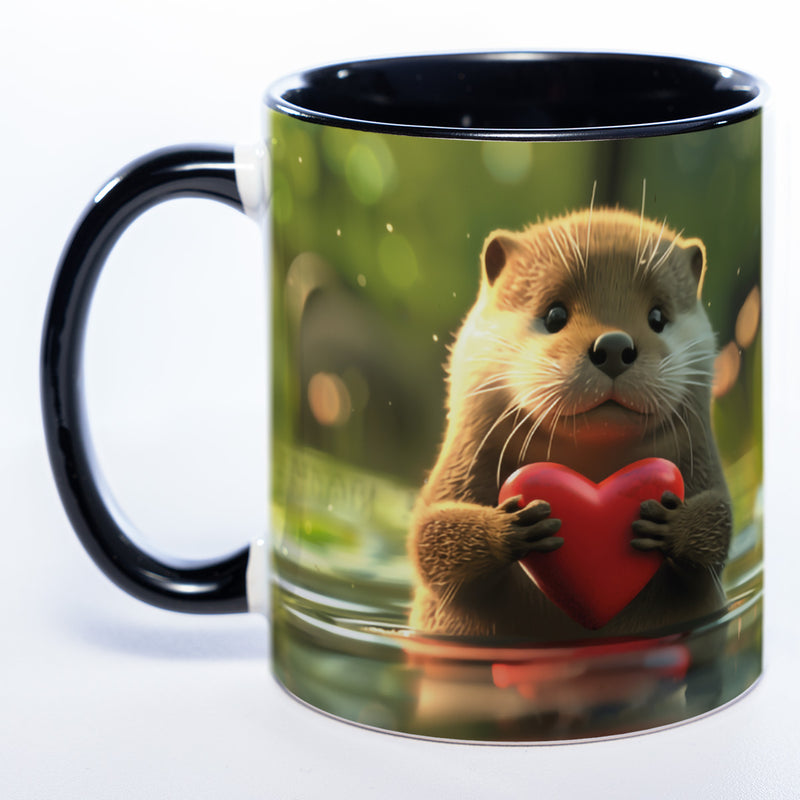 Spülmaschinenfeste Motiv-Tasse mit Otter Motiv 3 und 2 Liebessprüchen zur Auswahl - süße Kaffeetasse