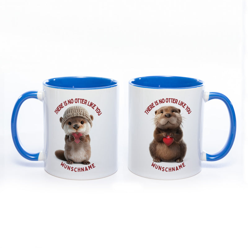 Spülmaschinenfeste Motiv-Tasse mit Otter Motiv 4 und 2 Liebessprüchen zur Auswahl - süße Kaffeetasse
