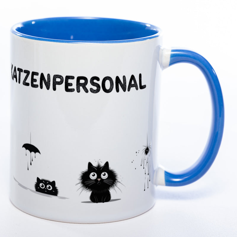 Trinknapf für Katzenpersonal - spülmaschinenfeste Motiv-Tasse  - süße Kaffeetasse in vielen Farben