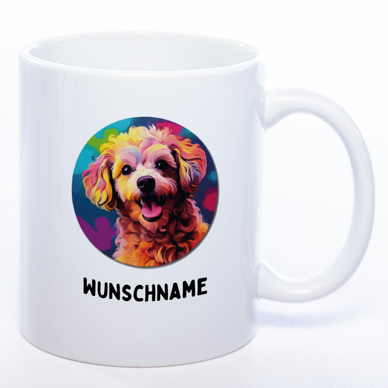 Mug Art Tasse mit Pudel  Motiv 2 & wahlweise mit NAMEN - Kaffeetasse StickyWorld Exclusive