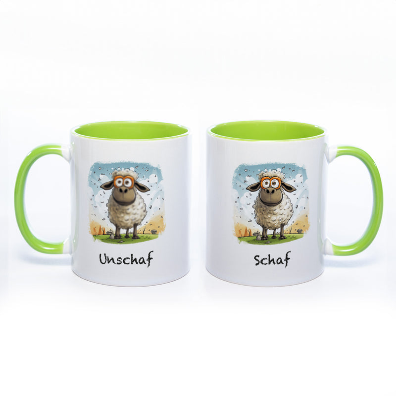 Lustige Motiv - Tasse Schaf Unschaf  - spülmaschinenfest