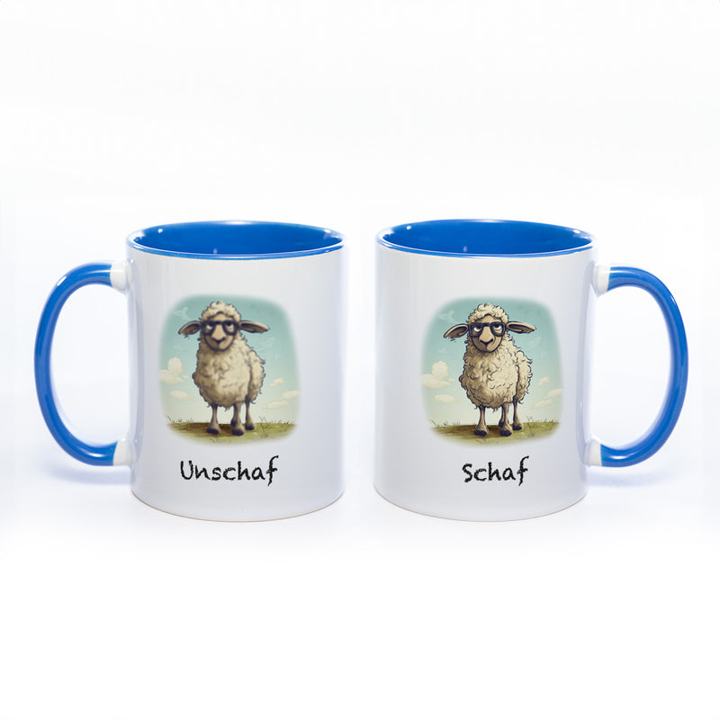Lustige Motiv - Tasse Schaf Unschaf  - spülmaschinenfest