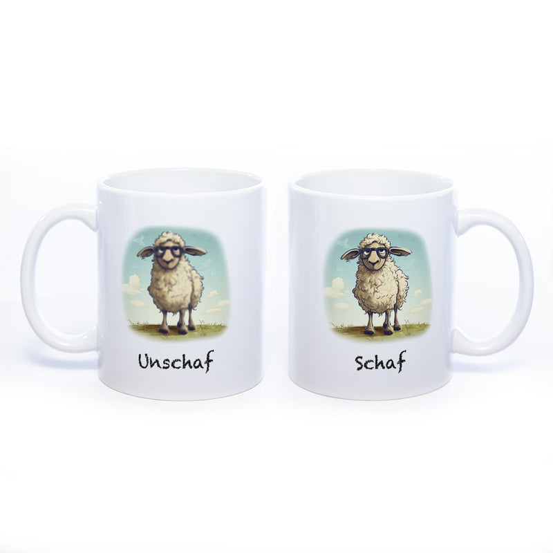 Lustige Motiv - Tasse Schaf Unschaf  - spülmaschinenfest