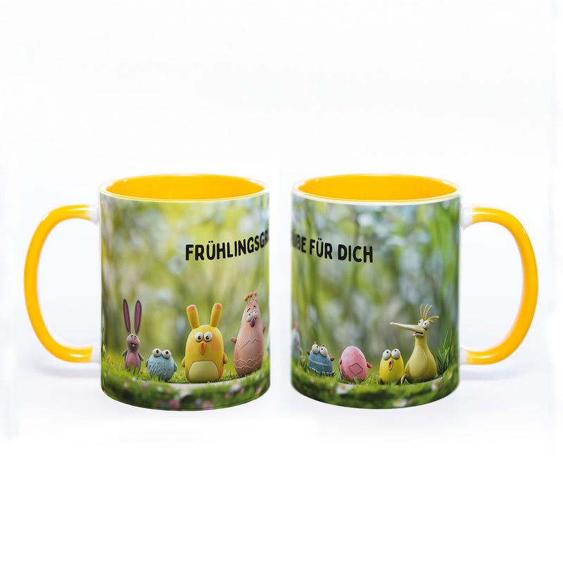 Motiv-Tasse Frühling mit Wunschtext - spülmaschinenfest