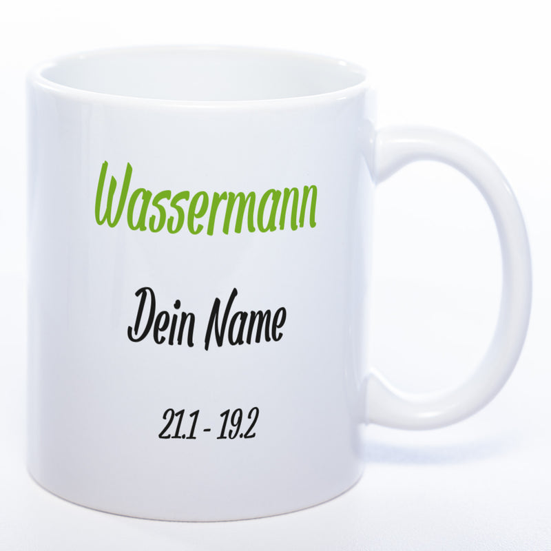 Sternzeichen -Tasse mit Namen und Geburtsdatum - spülmaschinenfest