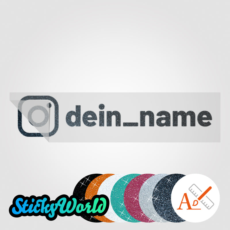 Social Media Sticker mit Deinem Namen in Sonderfarben GLITZER, REFLEKTOR, HOLO, GOLD, SILBER, NEON, FARBWECHSEL, MILCHGLAS