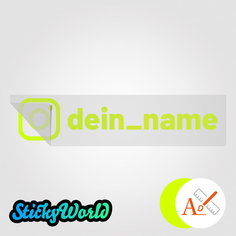 Social Media Sticker mit Deinem Namen in Sonderfarben GLITZER, REFLEKTOR, HOLO, GOLD, SILBER, NEON, FARBWECHSEL, MILCHGLAS